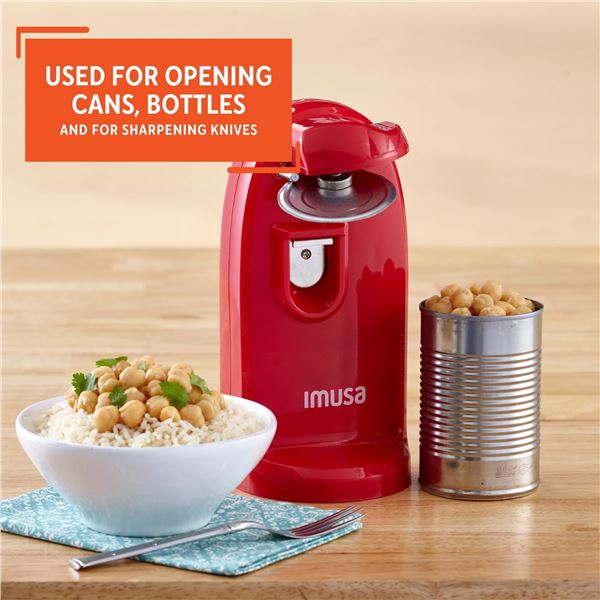 NEW IMUSA ELECTRIC CAN OPENER WITH KNIFE SHARPENER