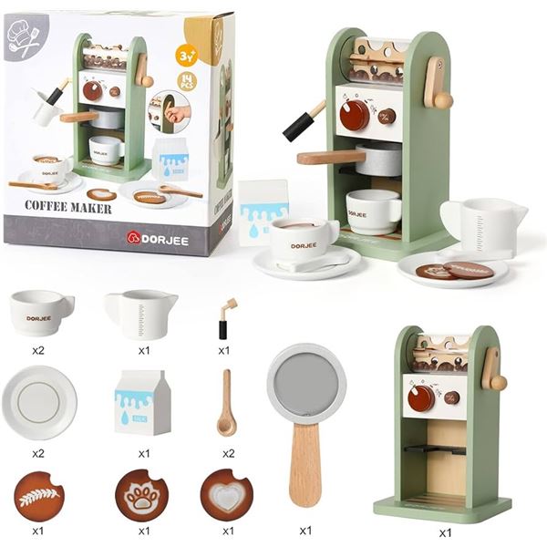 NEW REPACKED DORJEE 14 PIECE COFFEE MAKER TOY