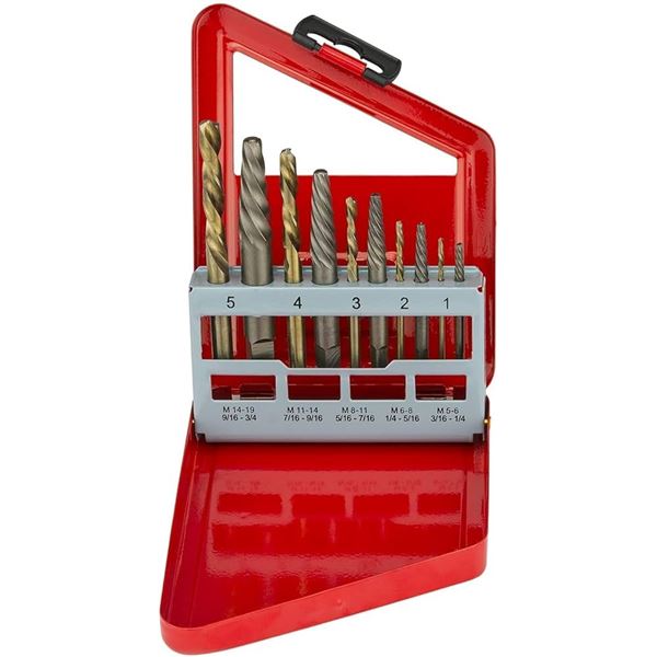 NEW 10 PIECE NEIKO SCREW EXTRACTOR & HAND DRILL BI
