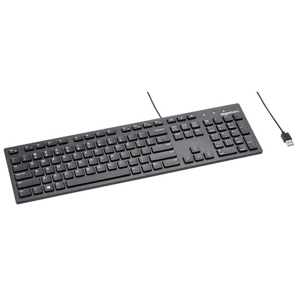 NEW AMAZON BASICS MATTE BLACK WIRED KEYBOARD