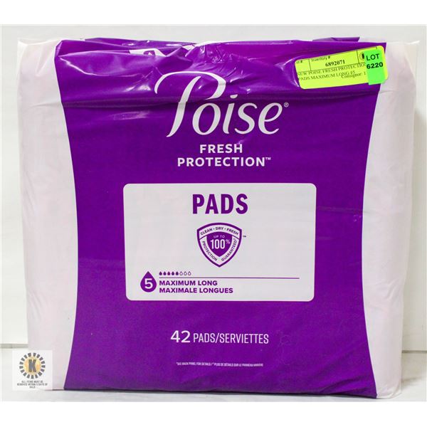 NEW POISE FRESH PROTECTION PADS MAXIMUM LONG #5