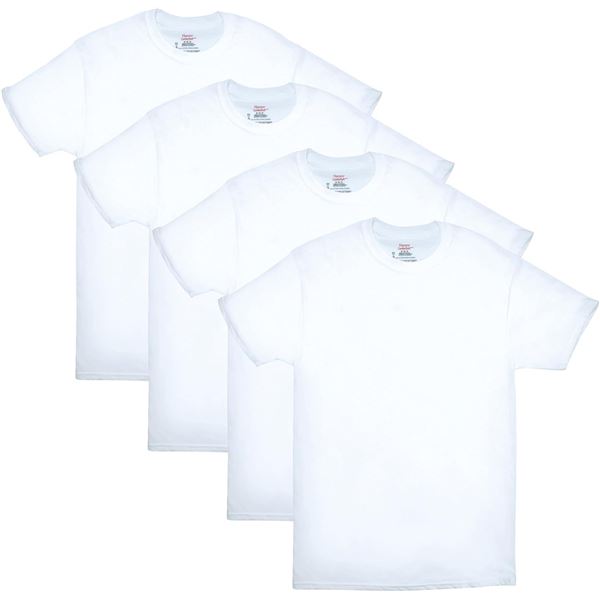 NEW 4 HANES TAGLESS T- SHIRTS LARGE WHITE
