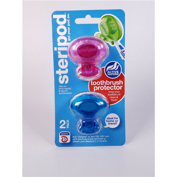 NEW 2 STERIPOD CLIP ON TOOTHBRUSH PROTECTOR