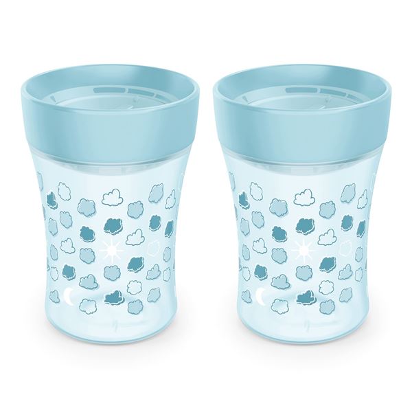 NEW 2 X 10OZ NUK FLOW CONTROL SIP TRAINER CUP BLUE