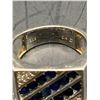 Image 2 : STERLING SILVER NATURAL BLUE SAPPHIRE AND COLOURLESS CUBIC ZICONIA GENTS DRESS RING