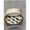 Image 4 : STERLING SILVER NATURAL BLUE SAPPHIRE AND COLOURLESS CUBIC ZICONIA GENTS DRESS RING