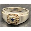 Image 1 : STERLING SILVER DIAMOND  SYNTHETIC BLUE SAPPHIRE GENTS DRESS RING 10.45MM APPROX. 0.25CT