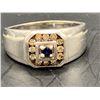 Image 3 : STERLING SILVER DIAMOND  SYNTHETIC BLUE SAPPHIRE GENTS DRESS RING 10.45MM APPROX. 0.25CT