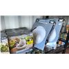 Image 2 : SHELF OF BETTER HOMES & GARDENS TABLE TOP FOUNTAINS & HOMETRENDS PLASTIC BIRD BATHS (MAY BE MISSING