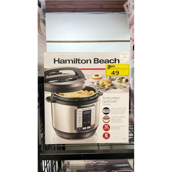 HAMILTON BEACH QUIKCOOK PRESSURE COOKER 8 QUART CAPACITY
