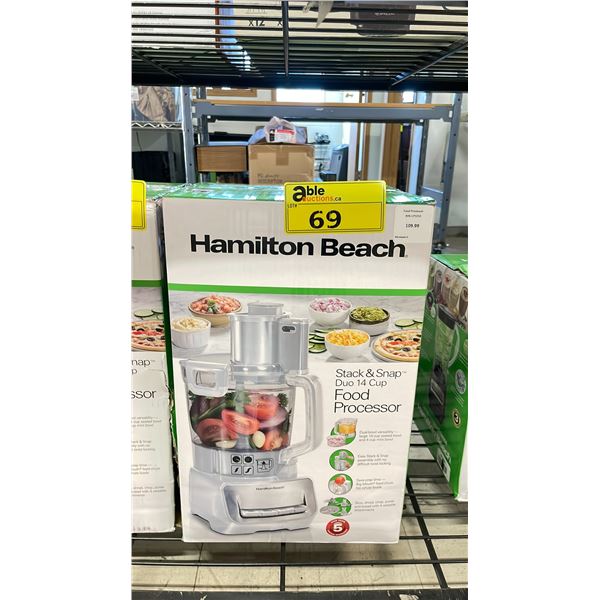 HAMILTON BEACH STACK & SNAP DUO 14 CUP FOOD PROCESSOR