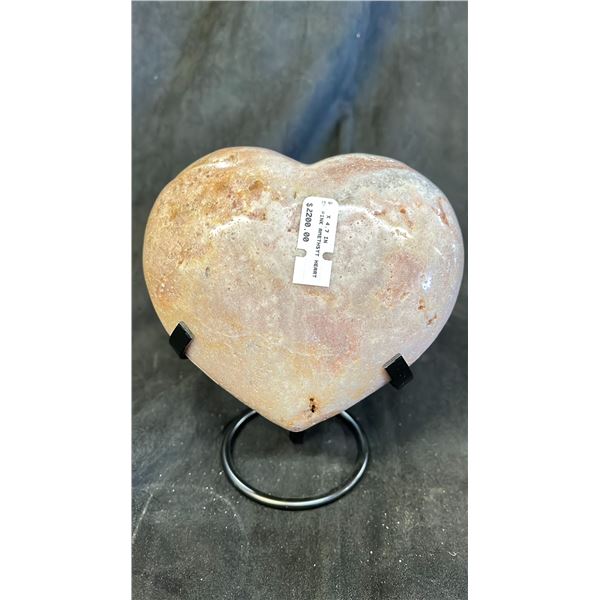53" X 4.7" PINK AMETHYST HEART LISTED RETAIL $2200