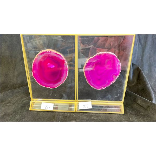2 PINK AGATE SLICES ON DISPLAY LISTED RETAIL $400EA