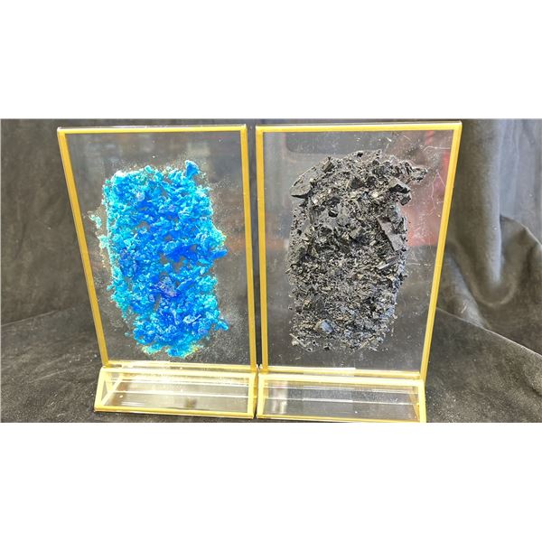 BLACK TOURMALINE & BLUE SULPHUR CRYSTAL DISPLAY LISTED RETAIL $580EA
