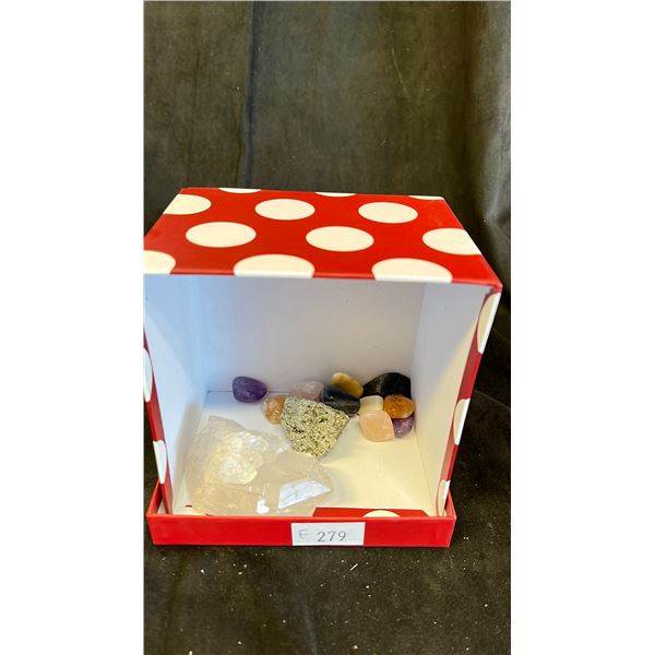 BOX OF ASSORTED CRYSTAL/GEMS