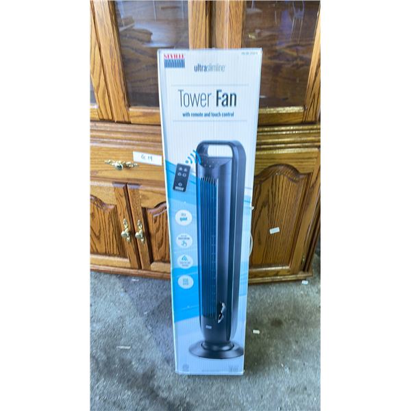 SEVILLE CLASSICS ULTRASLIMLINE TOWER FAN WITH REMOTE & TOUCH CONTROL (UNKNOWN WORKING CONDITION, MAY