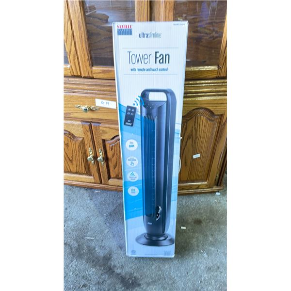 SEVILLE CLASSICS ULTRASLIMLINE TOWER FAN WITH REMOTE & TOUCH CONTROL (UNKNOWN WORKING CONDITION, MAY