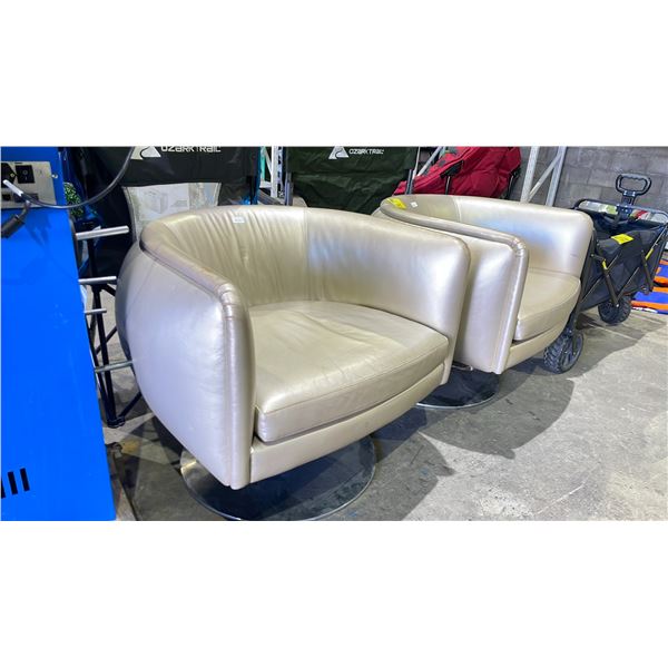 2 CHROME BASE SWIVEL PADDED LOUNGE CHAIRS