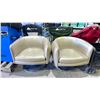 Image 2 : 2 CHROME BASE SWIVEL PADDED LOUNGE CHAIRS