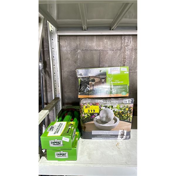LATTICE PATHWAY LIGHT SET, BETTER HOMES & GARDENS TABLE FOUNTAIN & 2 EXPERT GARDENER SPRINKLERS