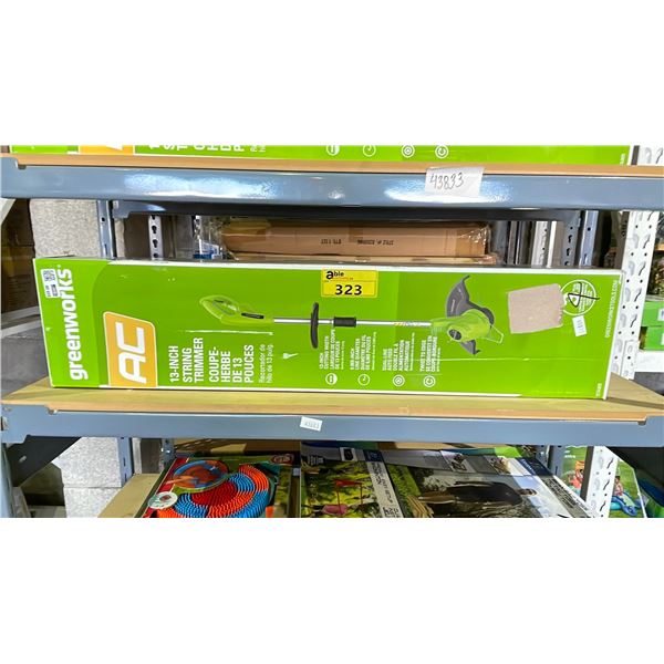 GREENWORKS AC 13" STRING TRIMMER (UNKNOWN WORKING CONDITION, MAY BE MISSING PARTS & PIECES)
