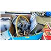 Image 2 : GAYLORD OF ASSORTED ITEMS INCLUDING; DEWALT WET/DRY VACUUM, STAINLESS STEEL WASTE BIN, EUREKA