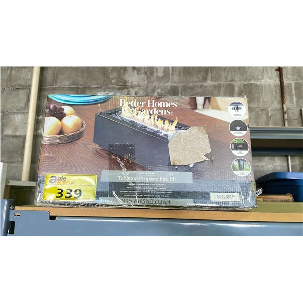 BETTER HOMES & GARDENS RECTANGULAR TABLETOP PROPANE FIRE PIT
