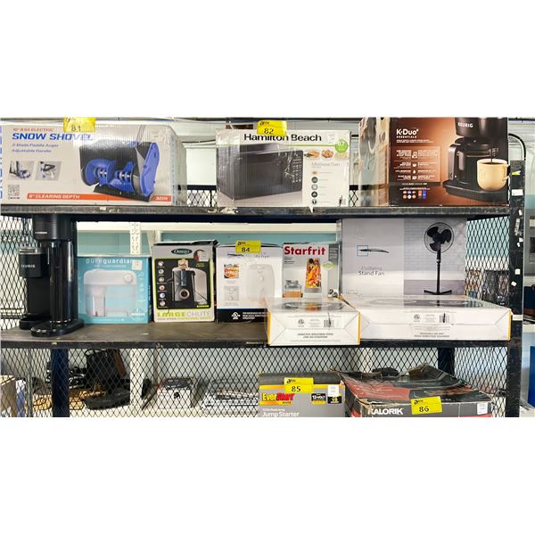 SHELF OF ASSORTED ITEMS INCLUDING; SODASTREAM, PUREGUARDIAN EASY CLEAN HUMIDIFER, MAINSTAYS