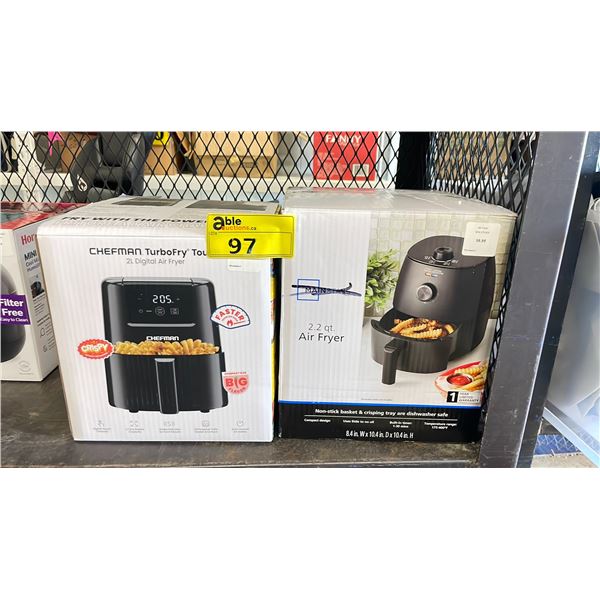 CHEFMAN TURBOFRY TOUCH 2L DIGITAL AIR FRYER & MAINSTAYS 2.2 QT AIR FRYER