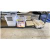 Image 1 : SHELF OF ASSORTED ITEMS INCLUDING; STORAGE TOTES, HONEYWELL HUMIDIFIER, BATH MAT & MORE
