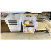 Image 2 : SHELF OF ASSORTED ITEMS INCLUDING; STORAGE TOTES, HONEYWELL HUMIDIFIER, BATH MAT & MORE