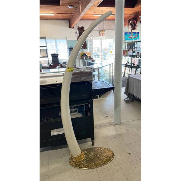 FAUX MAMMOTH TUSK ON STAND 75" HIGH