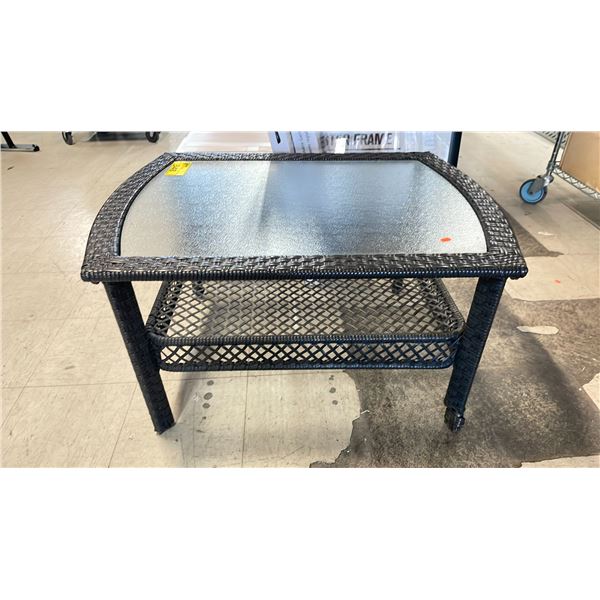 INLAID GLASS TOP PATIO TABLE