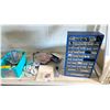 Image 4 : SHELF OF ASSORTED ITEMS INCLUDING; DOUBLE SIDED TAPE, NAIL POLISH CURER, BIT ORGANIZER & MORE