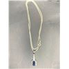 Image 2 : SILVER 925 PENDANT EMERALD CUT SAPPHIRE 2.30CT RETAIL REPLACEMENT VALUE $9000