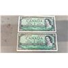 Image 2 : 2 1954 CANADA $2 BANK NOTES & 2 1954 CANADA $1 BANK NOTES