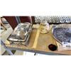 Image 2 : SHELF OF ASSORTED ITEMS INCLUDING; SILVER PLATED NAPKIN RINGS, SILVER PLATED CASSEROLE DISH,