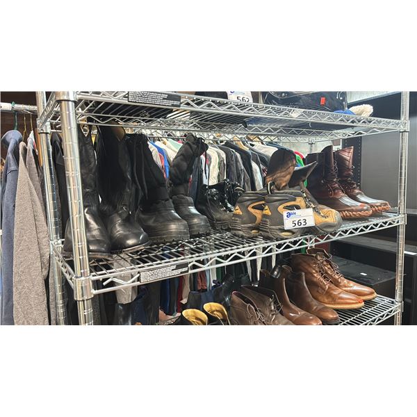 SHELF OF ASSORTED BOOTS