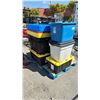 Image 2 : PALLET OF ASSORTED STORAGE TOTES WITH LIDS
