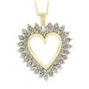 Classic 14K TT Gold 1 ctw Champagne Diamond Open Heart Pendant w/ Chain Necklace