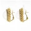 Image 3 : Vintage 18K Gold Large Mabe Pearl Diamond Halo Twisted Wire Work Button Earrings