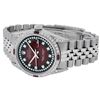 Image 8 : Rolex Mens Stainless Steel Diamond Lugs Red Vignette And Ruby Datejust Wristwatc