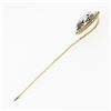 Image 5 : Vintage 14k Gold Round Miniature Hand Painted Portrait w/ Twisted Wire Stick Pin