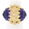Image 1 : Vintage Victorian Revival 14k Gold Dual Amethyst Bead Work Twin Heart Dome Ring