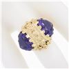 Image 3 : Vintage Victorian Revival 14k Gold Dual Amethyst Bead Work Twin Heart Dome Ring