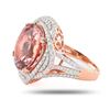Image 2 : 14.37 ctw Morganite and 1.48 ctw Diamond 14K Rose and White Gold Ring