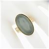 Image 3 : 22K Gold Large GIA Oval Cabochon Bezel Cat's Eye Moonstone Trillion Peridot Ring