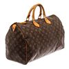 Image 3 : Louis Vuitton Brown Monogram Canvas Leather Speedy 40 Satchel Bag