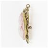 Image 5 : Antique Victorian 10k Gold Carved Pink Shell Cameo Brooch Pendant w/ Open Frame