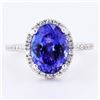 Image 1 : 4.68 ctw Tanzanite and 0.42 ctw Diamond 14K White Gold Ring